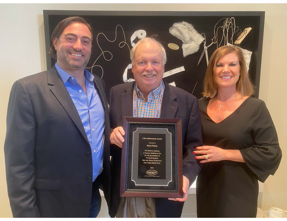 ShifmanMattress's tweet photo. The one and only Dave Perry paid a visit to Shifman’s High Point Showroom this past eek to celebrate his career and his very special friendship with Bill Hammer, president.

Happy retirement, Dave! Wishing you all the best!

#highpoint #spring #market #mattress #furniture #luxury https://t.co/NqBfdmhsJU
