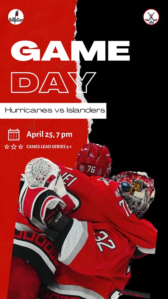 5andaGameSN's tweet photo. The Hurricanes look to close out the series tonight in Raleigh for Game 5. Can they make it happen? #LetsGoCanes #NeverCompromise #5GSN https://t.co/VZgeocYjGO