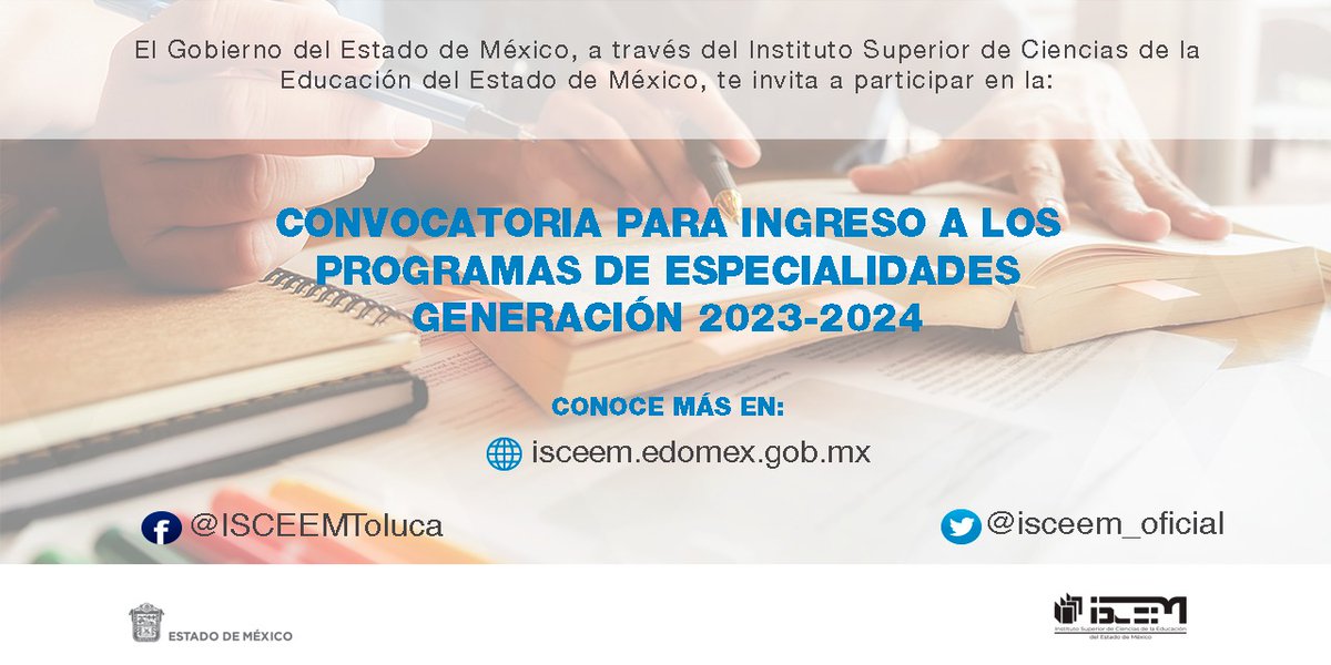 UMBoficial's tweet photo. Si eres profesional de la educación, te invitamos a conocer la Convocatoria para Ingreso a los Programas de Especialidades, Generación 2023-2024 del @isceem_oficial.
👉Conoce más información en: https://t.co/gaSCvY7lW5
@juanjmillanm https://t.co/OWJkmeLXWo