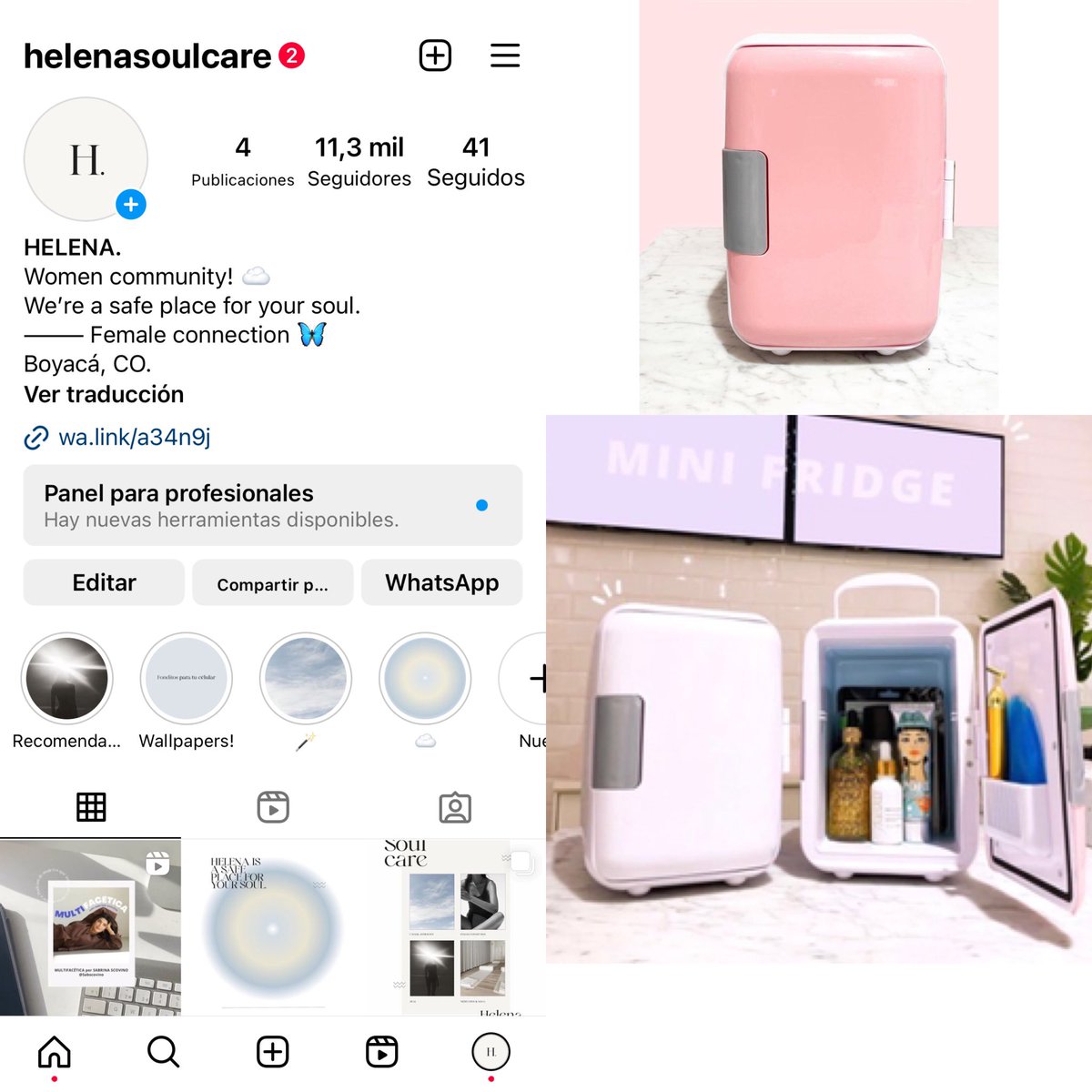 patobonza's tweet photo. @NoMeBusque1 Helenasoulcare un espacio de amor para mujeres! productos para cuidado personal; mini neveras de skincare disponibles en blanco y rosa por $250.000 envío incluído ❤️✨ https://t.co/UTraAyOiGv