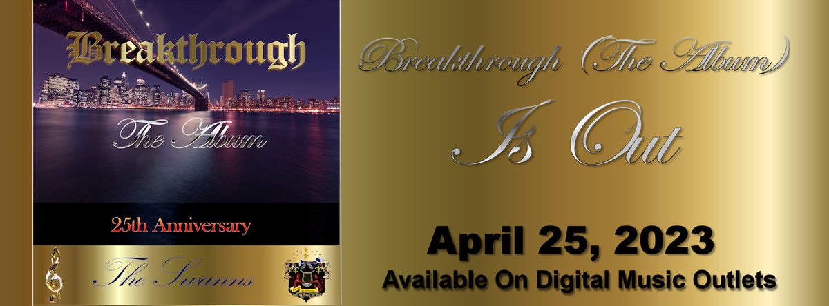 The Swann's 25th Anniversary album (Breakthrough - The Album) is out... available on major digital music outlets.  This album is dedicated to my loving wife... (read the full dedication at facebook.com/the-swanns-110…
 ) #theswanns #25thanniversary #musique #jazzappreciationmonth