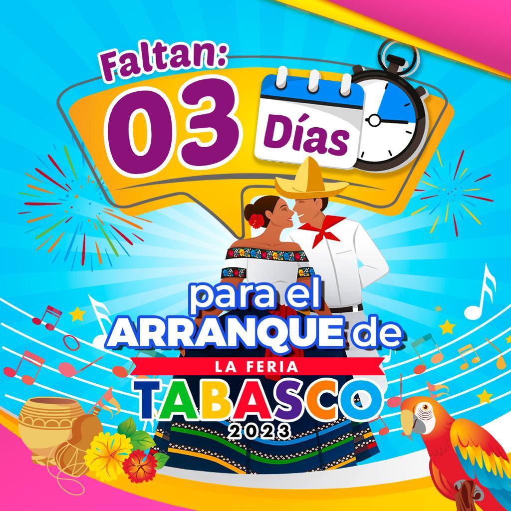 Turismo_Tabasco's tweet photo. 🎡La máxima fiesta de los tabasqueños está por comenzar🎡

Faltan 3 días para que inicie la @FeriaTabasco_ 2023 #NosReencontramos y vivir #ExperienciasMemorables

#FeriaTabasco2023 #FlorTabasco2023 #TabascoMemorable #Tabasco https://t.co/n5D9L6iel1