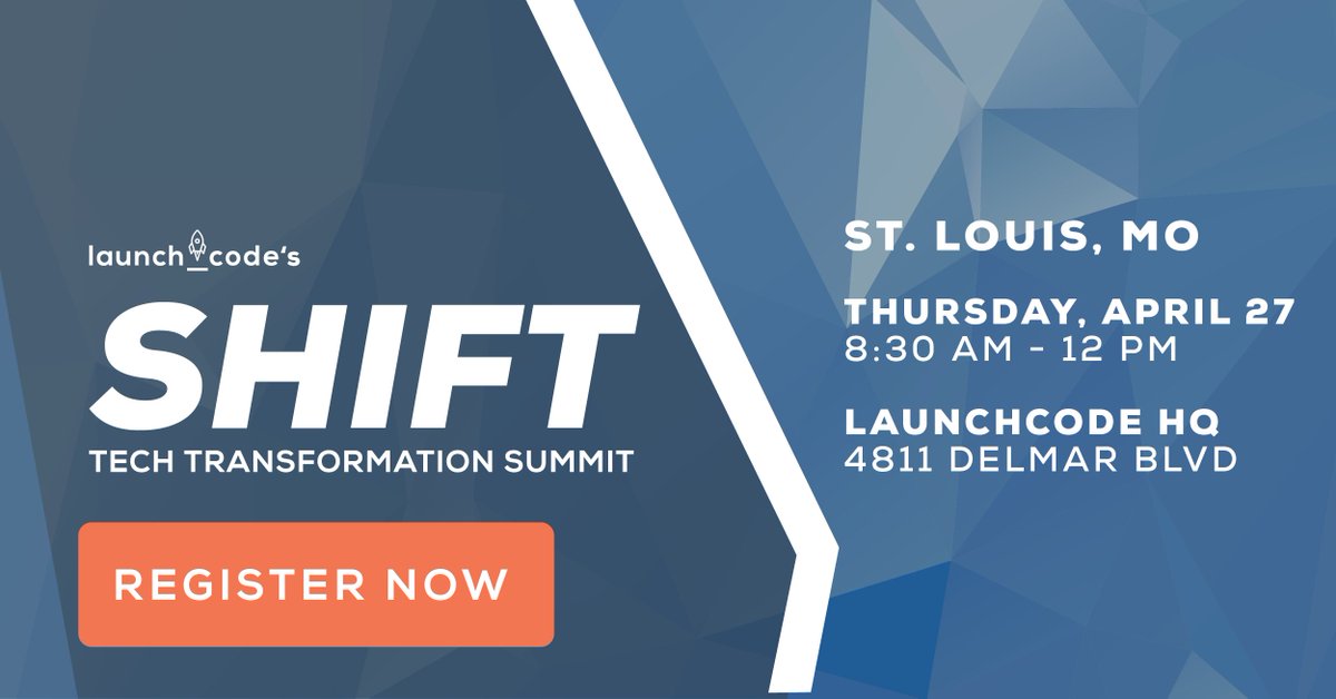 launchcode's tweet photo. You still have time to register in St. Louis! Don't miss out on our live and in-person Tech Transformation Shift Summit. Learn from industry experts and network with local technologists on Thursday, April 27 at LaunchCode HQ 🚀 #STLtechweek
RSVP here: https://t.co/oCSO9ZIWry https://t.co/sAVbWAqvLr