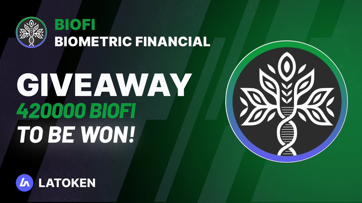 🏆 $500 BIOMETRIC FINANCIAL (BIOFI) Giveaway on #LATOKEN 

🔥 110 Winners.
✅ Complete all tasks and qualify for the #Giveaway 
📲 Tag 5 Friends and Share.
⏰ April 25, 2023 - May 01, 2023.

JOIN GIVEAWAY👉 go.latoken.com/aqo