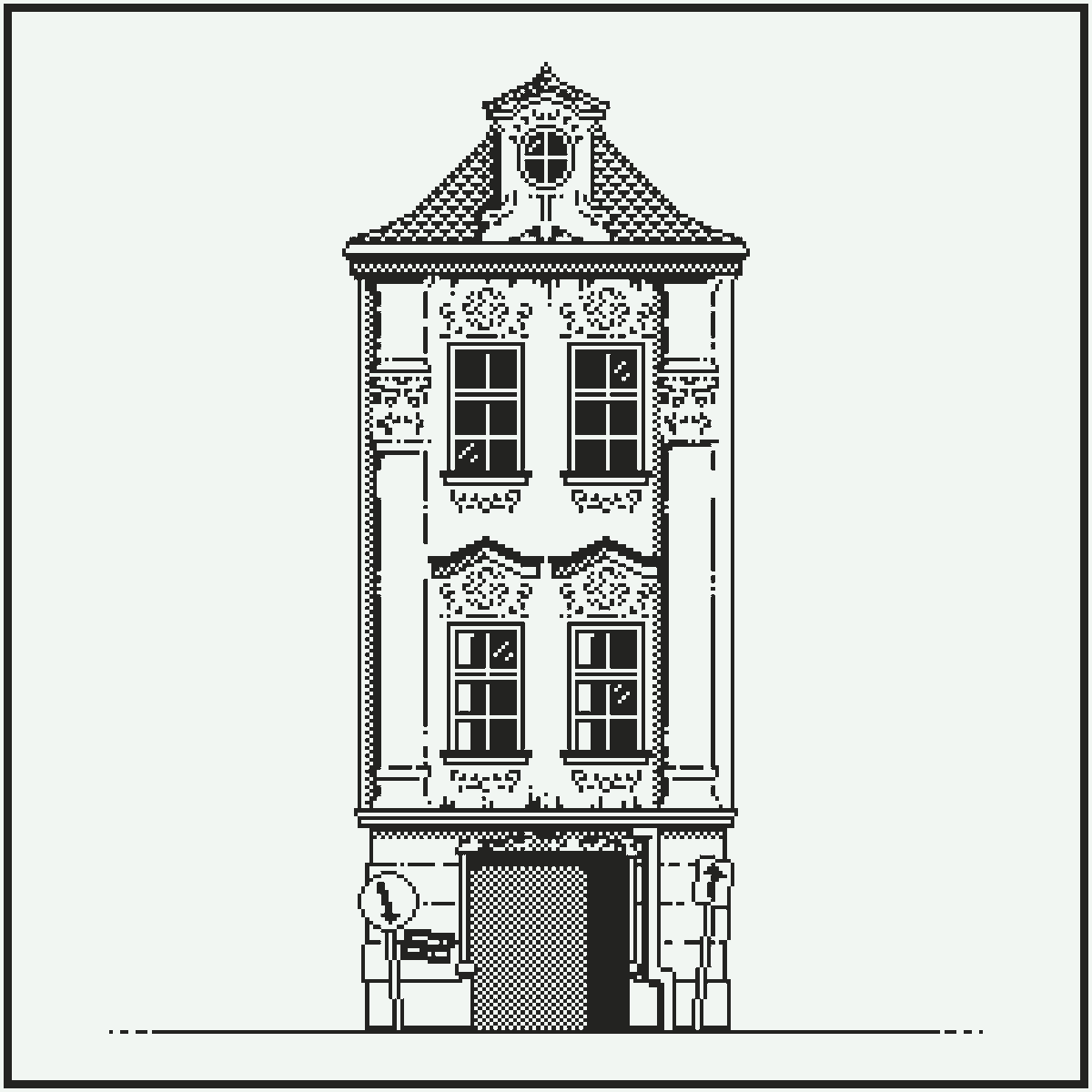 Arkadius27's tweet photo. Trying a restrictive palette. 
#pixelart #aseprite #arquitecture https://t.co/QrLDMBPR5a