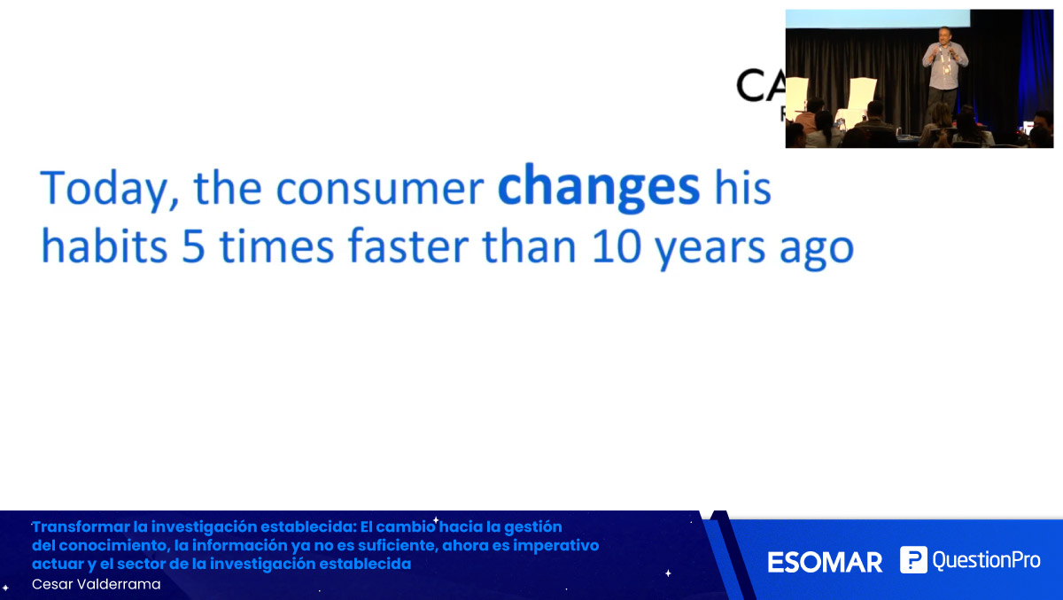 questionpro_es's tweet photo. Desde @Datexco llega @CesarAriostoVal, CEO &amp; Founding Partner al escenario del #ESOMARLATAM23, para charlar sobre los cambios en los consumidores que han provocado que el cliente final deba ser más competitivo y que los profesionales de los #insights sean capaces de responder. https://t.co/65FVyysOOm