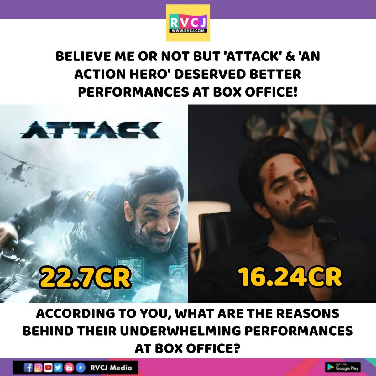 They deserved more..
#attackmovie #anactionhero #johnabraham #ayushmannkhurrana #bollywood #rvcjmovies @TheJohnAbraham @ayushmannk