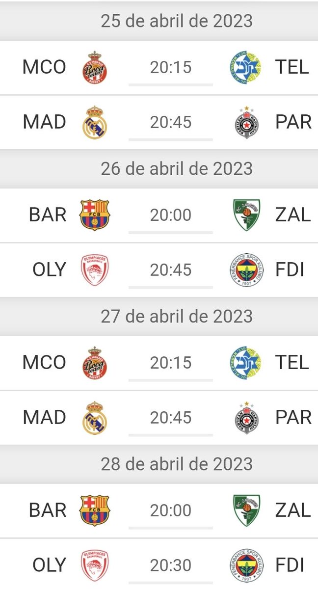 En poco más de una hora comienza la 1ª jornada de #PlayoffsEuroLeague.

Prepara tu alineación para la jornada que se avecina: