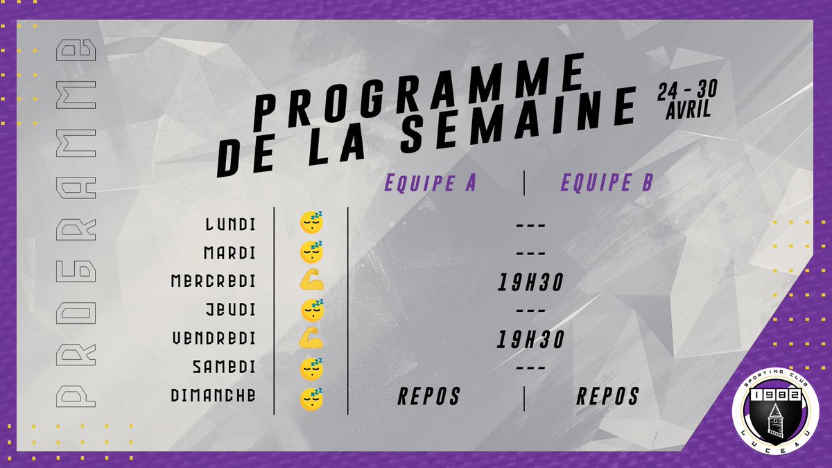 SCLuceau72's tweet photo. 🟣 [PROGRAMME DE LA SEMAINE] ⚪️ https://t.co/hcXRwIPazv