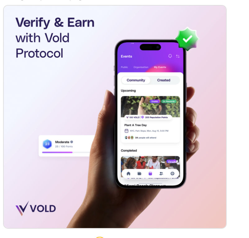 fmurphy32's tweet photo. 📢Introducing Vold, a revolutionary new /#Web3 Verify &amp; Earn protocol that allows users to verify themselves &amp; earn rewards.

By proving their real-world identity, people can now  participate in efforts like in person volunteering while earning rewards.

#Vold #Web3 #Blockchain https://t.co/JQl4liQdti