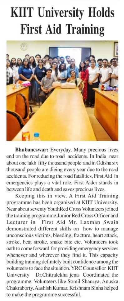 laxmandway's tweet photo. First Aid Training to the volunteers of YRC KIIT University for reducing road fatalities and to save precius lives.
@STAOdisha @KIITUniversity @IndianRedCross @ICRC
@PMOIndia @rashtrapatibhvn @CMO_Odisha #firstaid #goodsamaritan https://t.co/7hHu0neqmJ