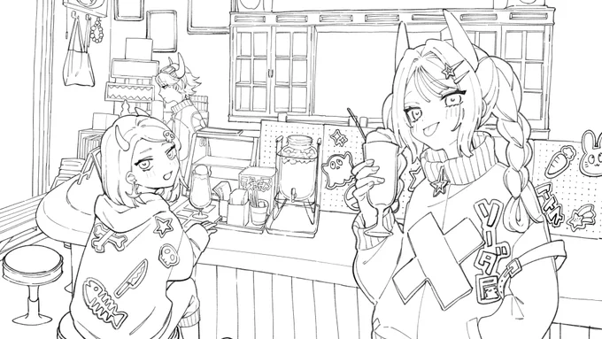 線画～ 明日元気だともっと描き込む予定