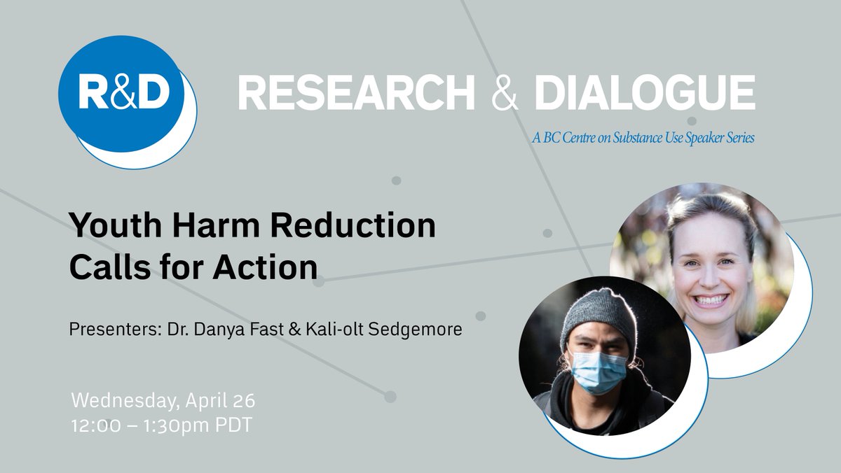 BCCSU's tweet photo. [Tomorrow] The second in our new Research &amp; Dialogue Series: 

"Youth Harm Reduction Calls for Action", with presenters Dr. Danya Fast and Kali-olt Sedgemore.    

April 26 @ 12pm PDT. Online and free to attend. Register here:  https://t.co/yhua8Tyciq https://t.co/Gum4HoLUQk