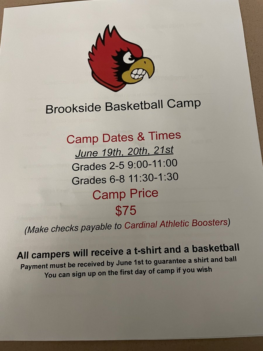 Cardinal_BBall's tweet photo. It’s Youth Basketball Camp time!  Our camp will be June 19th, 20th and 21st this year. Grades 2-5 9:00-11:00AM and Grades 6-8 11:30-1:30. Cost is $75. Contact Coach Kelley at bkelley0766@gmail.com for more information or to sign your child up for 3 days of fun basketball learning https://t.co/naCSR1knYm