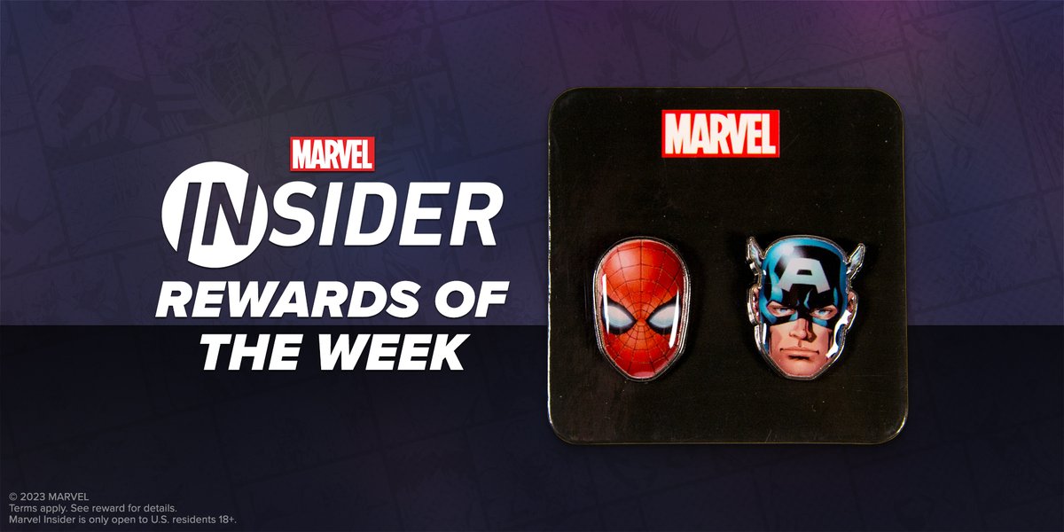 Add this set of Spider-Man and Captain America pins to your collection! Redeem the reward on #MarvelInsider. Terms apply: spr.ly/6016OT3Te