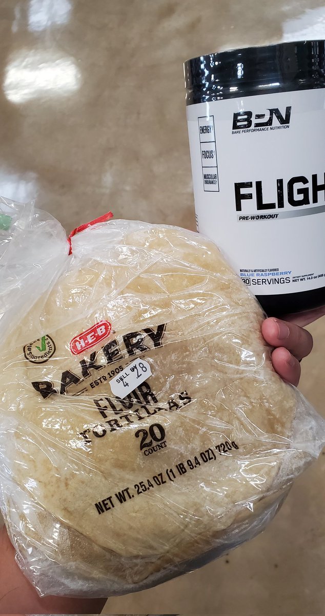 TechLifeJulio's tweet image. The only two things I needed from @HEB . Tortillas and Flight from @BPN_Supplements