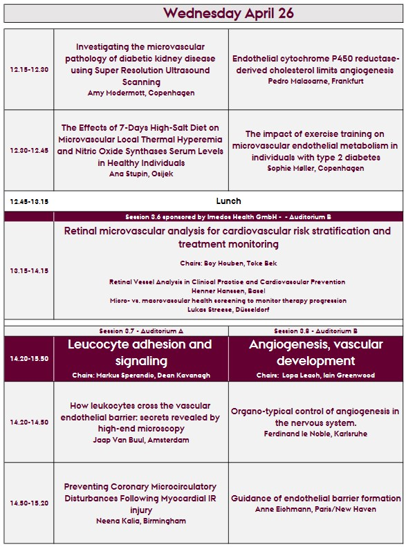 ESMicro_EU's tweet photo. Good afternoon everyone!
This afternoon, we've more talks on #renalmicrovasculature & from #younginvestigators
Followed by lunch, a sponsored lecture on retinal microvascular analysis,
talks on #leucocyteadhesionandsignaling, #angiogenesis, #vasculardevelopment
2 Poster Sessions https://t.co/STWgGXefJq