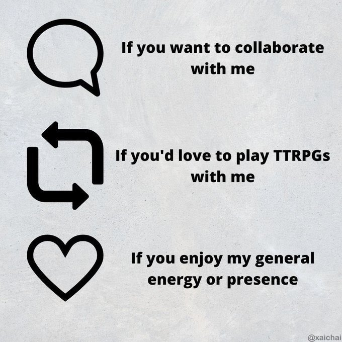I wasn't going to do this #ttrpgcommunity but then I gave it more thought. I'd really like the opportunity to make some strong bonds with other creators. I'd love to do collabs, and see the amazing stuff we could create! I'm just afraid my awkward ADHD will kick in when I ask👉👈