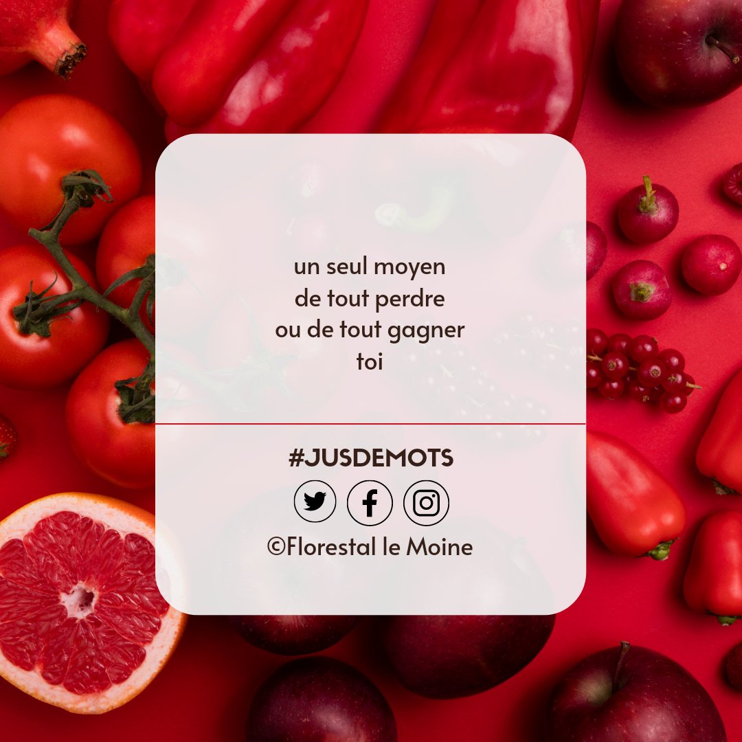 Le_Florestal's tweet photo. #jusdemots

un seul moyen
de tout perdre
ou de tout gagner
toi

©️Florestal le Moine 

Suivez JUS DE MOTS sur insta :
https://t.co/ch5zGCTSTe

#florestallemoine
#motspressés #jusdemots https://t.co/LRqdg9BOr2