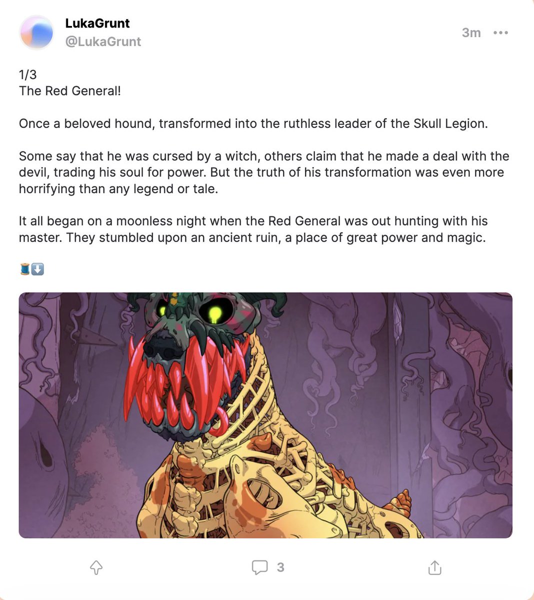LukaGrunt's tweet photo. Introducing the Red General 💀

A key figure in the @MutantHounds Skeletal faction.

@writersroomnft @jenkinsthevalet

Upvote my story fellow Mutants ⬇️
https://t.co/5Ttcg675y5 https://t.co/vAS8nVLYfK