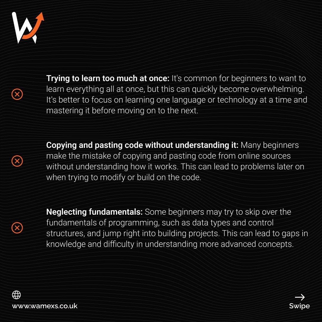 wamexsuk's tweet image. Learn from others' mistakes! Here are 6 common programming mistakes to avoid.
#programmermistakes #codingerrors #programmingfails #avoidmistakes #programmerlife #codinglife #techcommunity #programmingtips #codingadvice #programmerproblems