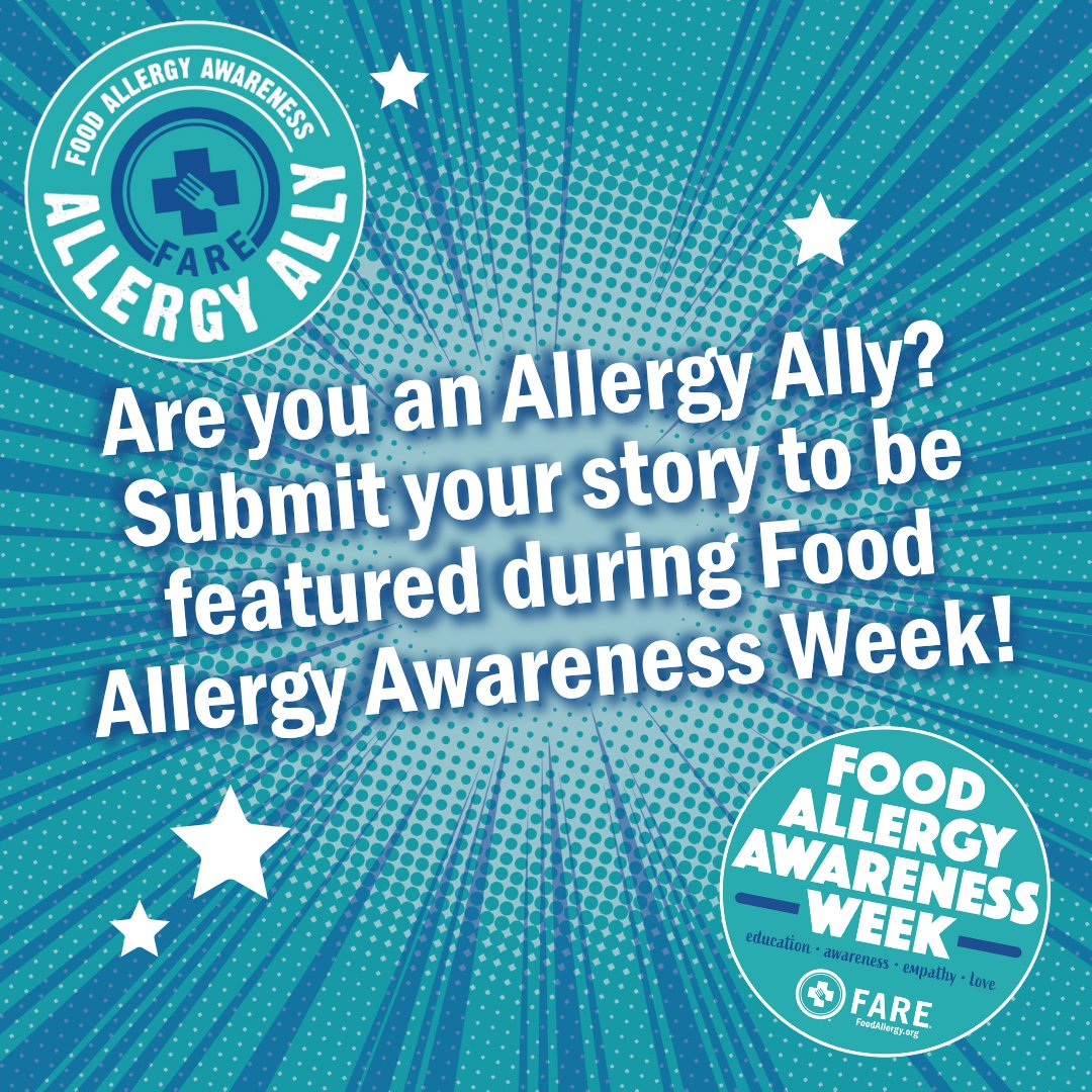 FoodAllergy: This year’s Food Allergy Awareness Week’s theme is Allergy Allies and we are inviting the community to spread awareness by sharing their story. Tell us why you or someone you know is an #AllergyAlly by using the hashtag or submitting your st…