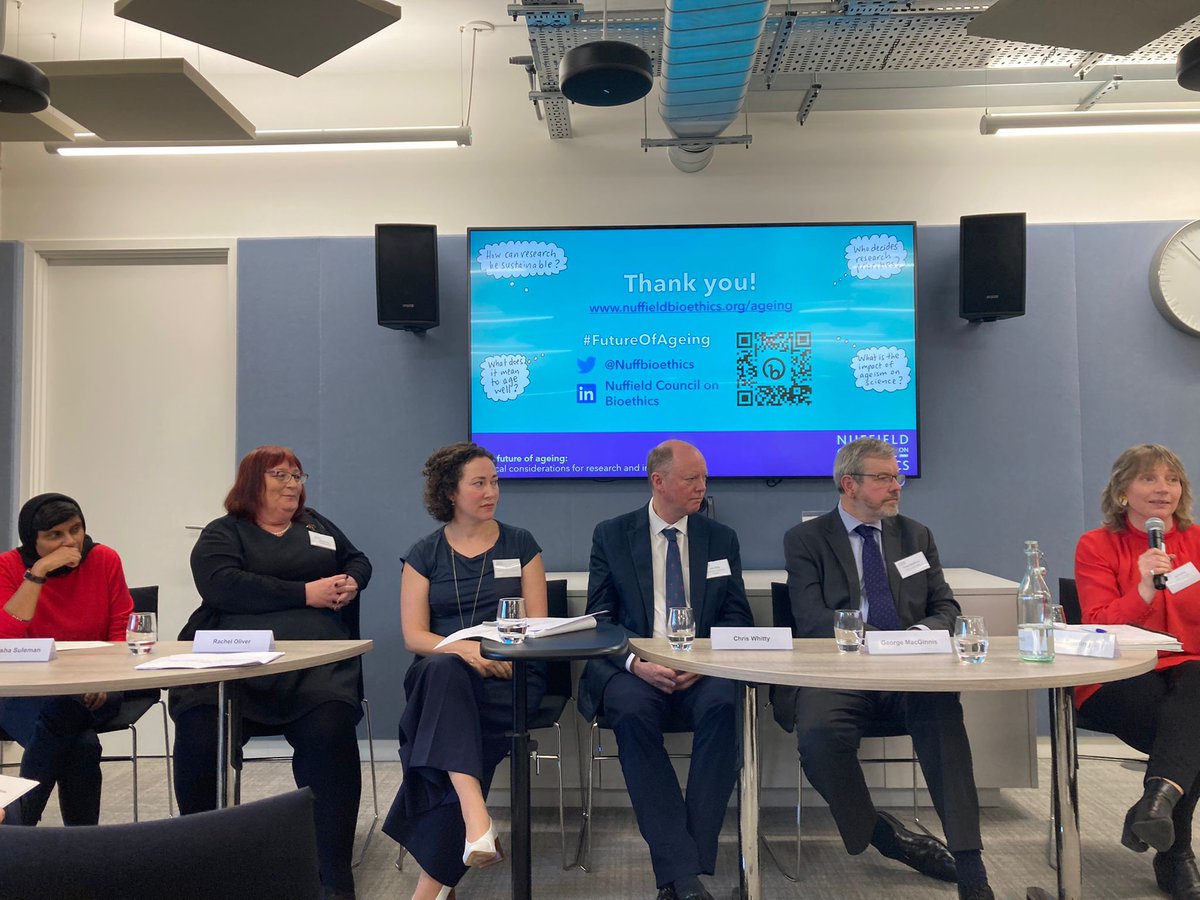 Nuffield Council on Bioethics (NCOB) (@nuffbioethics) on Twitter photo 🧵1/3 We want to thank all the key speakers who presented at our #FutureOfAgeing report launch and took part in the Q&A panel discussion today.
Thank You!
<a href="/HammDanielle/">Danielle Hamm</a>👏
<a href="/bellastarling/">Bella Starling (she/her)</a>👏
<a href="/MehrunishaS/">Mehrunisha Suleman</a>👏
<a href="/SonderRadio/">Sonder Radio</a>👏
@HealthyAgeingUK <a href="/UKRI_News/">UK Research and Innovation</a>👏
<a href="/CMO_England/">Professor Chris Whitty</a>👏 🧵1/3 We want to thank all the key speakers who presented at our #FutureOfAgeing report launch and took part in the Q&A panel discussion today.
Thank You!
<a href="/HammDanielle/">Danielle Hamm</a>👏
<a href="/bellastarling/">Bella Starling (she/her)</a>👏
<a href="/MehrunishaS/">Mehrunisha Suleman</a>👏
<a href="/SonderRadio/">Sonder Radio</a>👏
@HealthyAgeingUK <a href="/UKRI_News/">UK Research and Innovation</a>👏
<a href="/CMO_England/">Professor Chris Whitty</a>👏