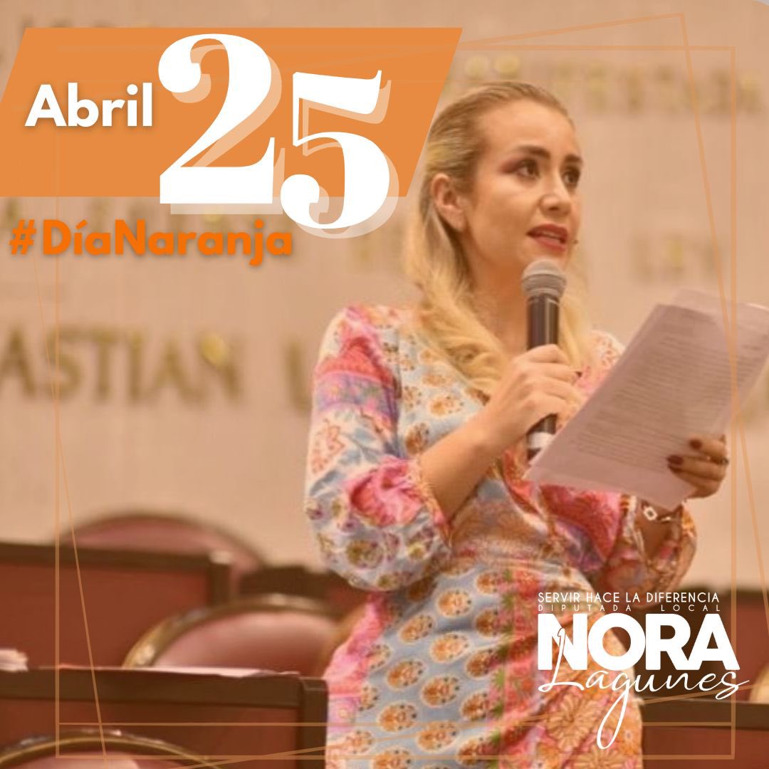 Hoy, como cada día 25,conmemoramos el #DíaNaranja, una fecha para generar conciencia a fin de prevenir la violencia contra  mujeres, niñas y adolescentes.Impulsemos la cultura de la no violencia.🧡
#NoraLagunes
#ServirHaceLaDiferencia
#DiputadaLocal
#CongresoDelEstadoDeVeracruz