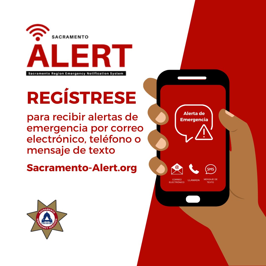 Disasters can strike at anytime. Sign up for emergency alerts today at Sacramento-Alert.org. Alerts go straight to your phone, email and/or text.