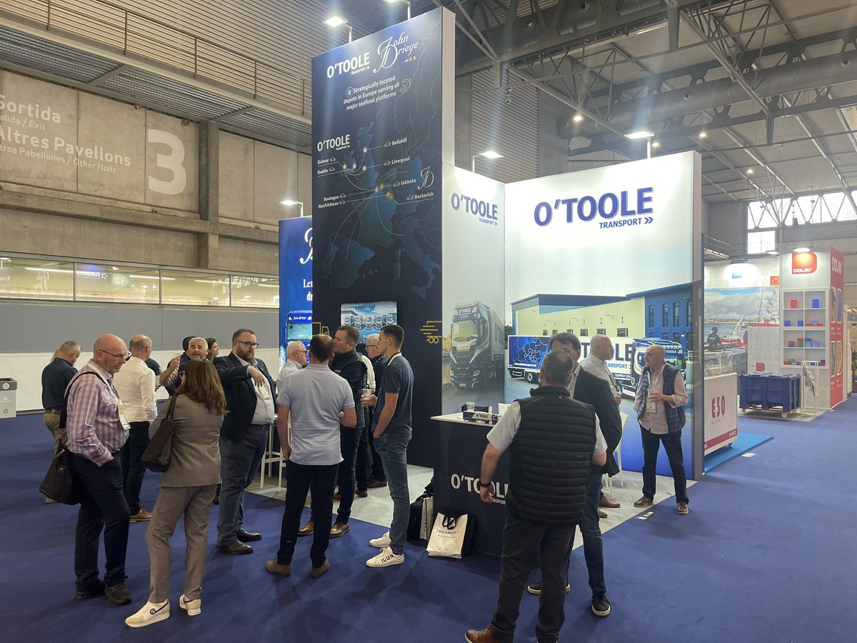 O’Toole Transport are back in Barcelona with our partners in John Driege for the Global Seafood Marketplace Expo 2023 !  Come and speak to our team on stand 3LL200
. Ireland &amp; Scotland to Europe daily 🐟 🚛 🛃 #SEG23