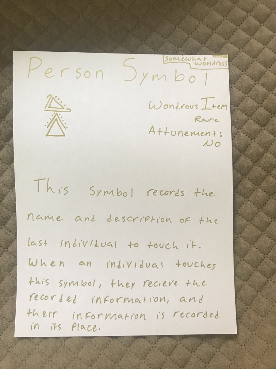 Person Symbol: Wondrous Item

#dnd #dungeonsanddragons #dnd5e #dungeonsanddragons5e #dndhomebrew #dungeonsanddragonshomebrew #homebrew5e #art #diy #wondrousitem #magicitem #magicitems #fyp