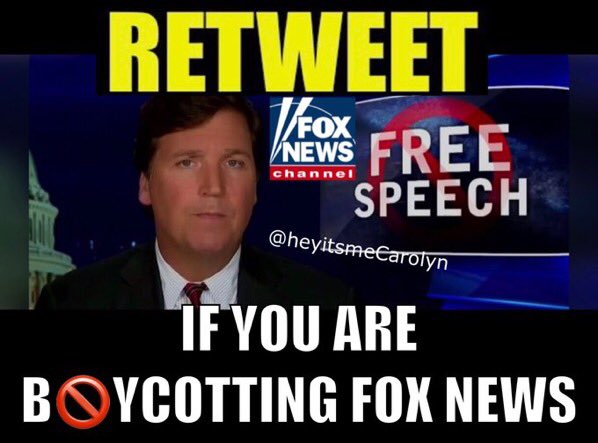 Frida1485's tweet photo. I’M 🚫BOYCOTTING🚫 FOX NEWS‼️ https://t.co/LAFO1552eO