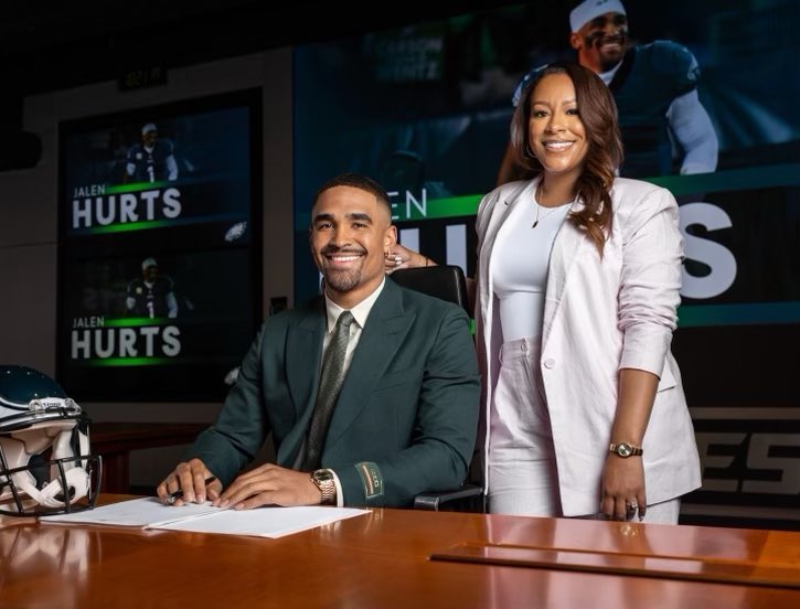 I’m so grateful that I get to have a front row seat to experience the journey of <a href="/JalenHurts/">Jalen Hurts</a>. This is just the beginning. Your name will be cemented in history for years to come. #WeDidIt