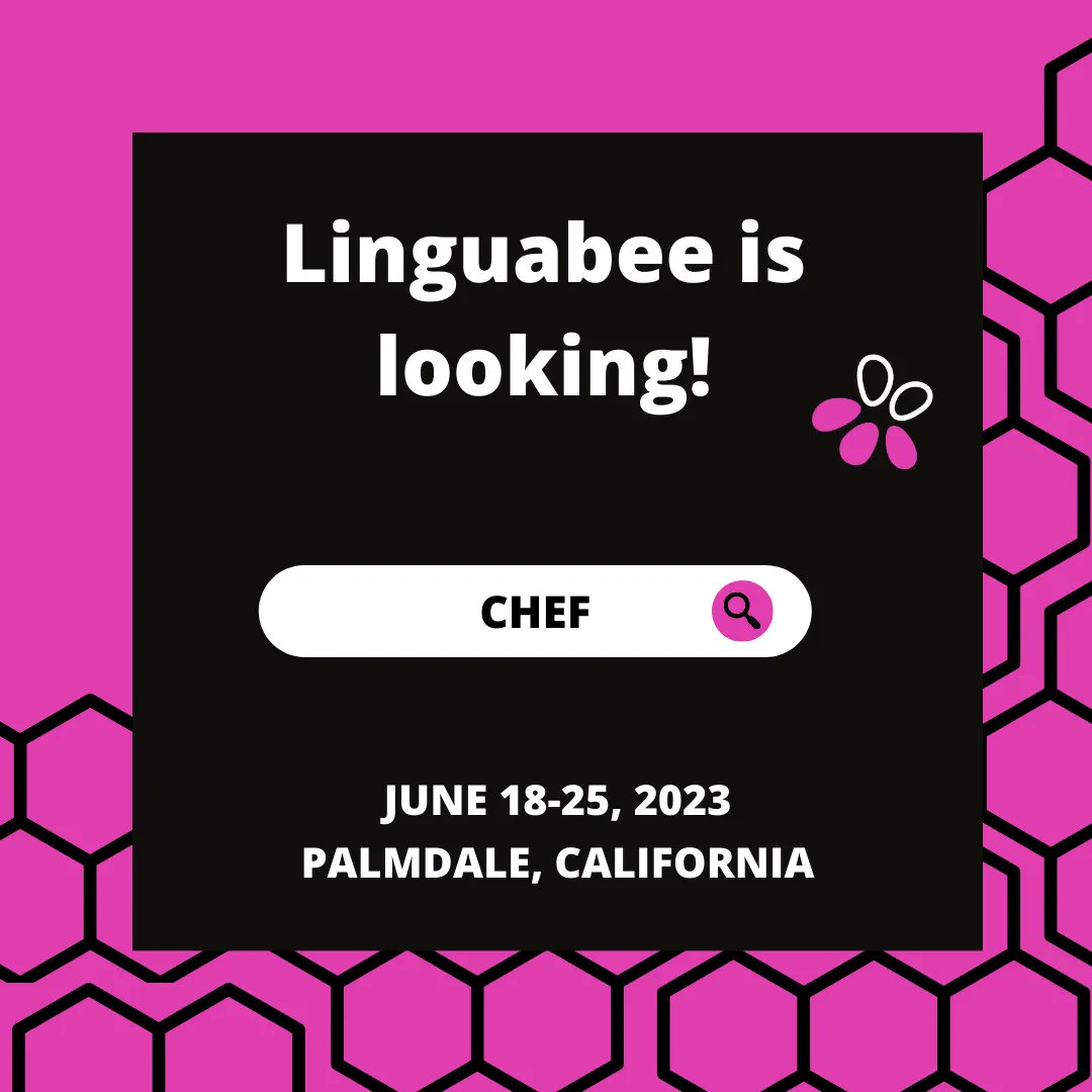 linguabee's tweet photo. We are looking to hire a Deaf chef who enjoys cooking/preparing meals for 18 people in Palmdale, California for our retreat from June 18 - June 25, 2023. 

Please DM/email us pictures of your signature dishes or reach out with your interest by April 29th! Feel free to reach out! https://t.co/lerPMbPcdU