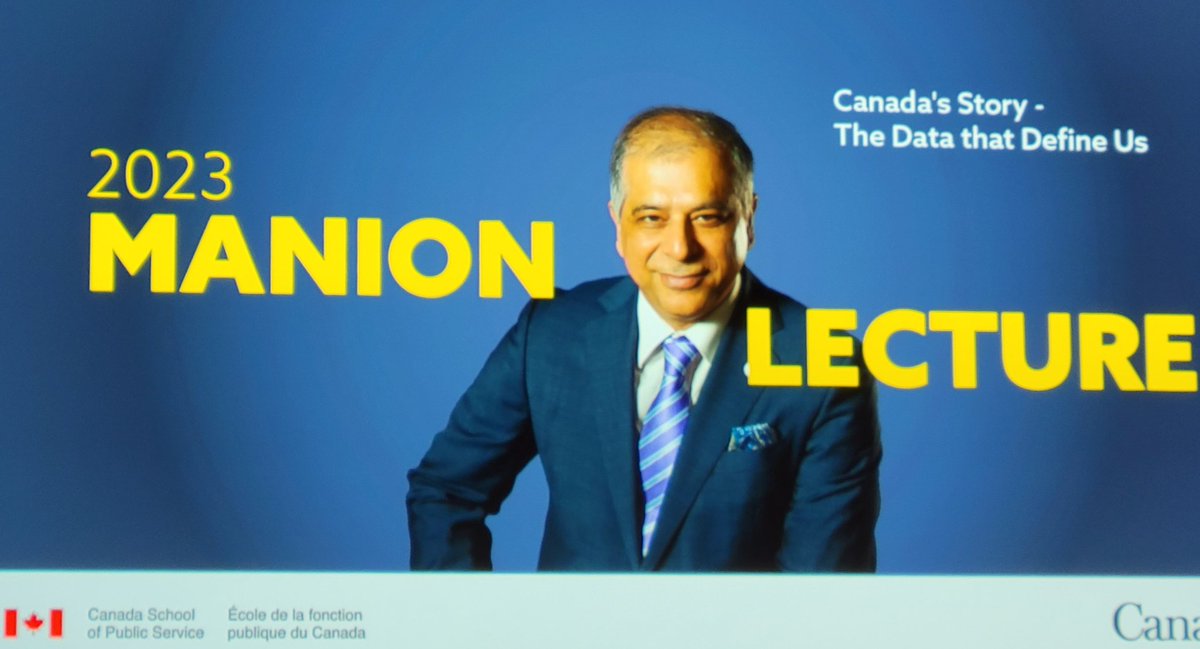 It's been a while since having the pleasure to hear from <a href="/StatsCanada/">Stats_Canada</a> #ChiefStatistician Anil Arora in person. Today he leads us on Canada's Story The Data that Define Us <a href="/School_GC/">Canada School of Public Service</a> #ManionLecture