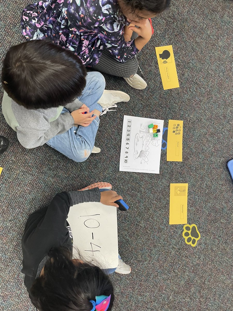 MissHKinder's tweet photo. Students are using teamwork to create, solve, and record story problems, taking turns with different roles! https://t.co/81RZhm7kFf