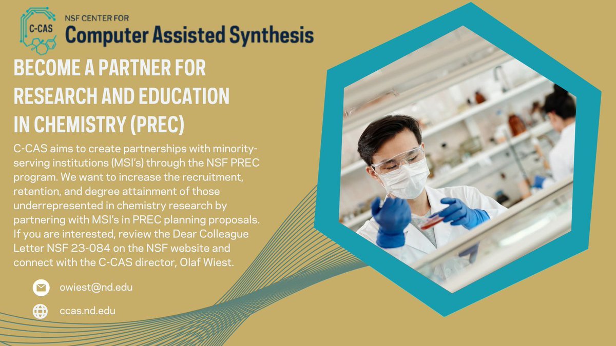 C-CAS wants to form partnerships with HBCU's, MSI's, and Tribal Colleges. We are looking to collaborate via the PREC program at  <a href="/NSF/">U.S. National Science Foundation</a>.  If you are interested, please reach out to center director, Olaf Weist! 
#MSI #HBCU #TribalCollege
#NSF #CompChem #DataChemistry