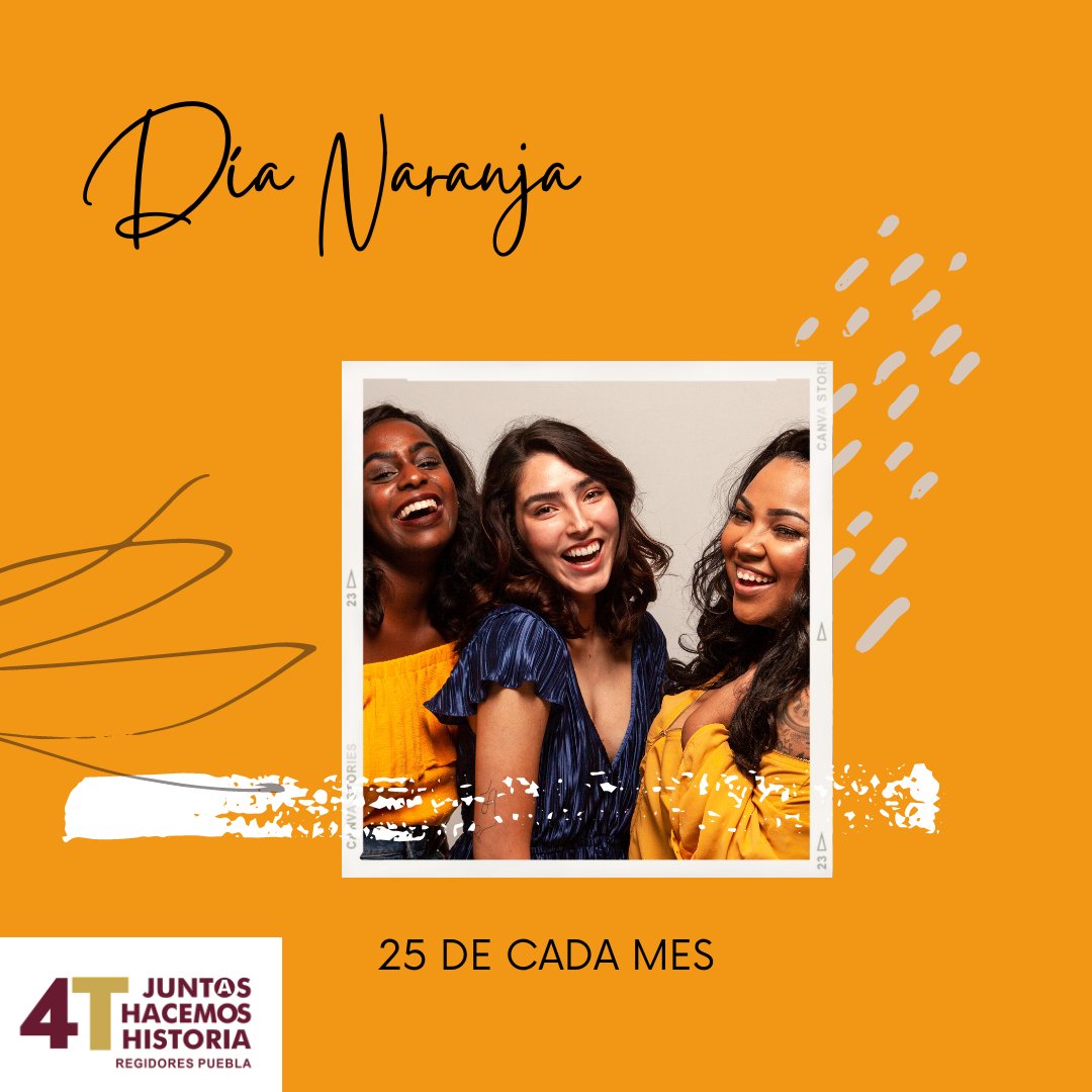 El 25 de cada mes se conmemora el Día Naranja, un día para actuar, generar conciencia y prevenir la violencia contra mujeres y niñas. 🧡
#Unete 

<a href="/leobardorj/">Leobardo Rodríguez Juárez</a> <a href="/ErnestoAguilarY/">Ernesto Aguilar “Yordi”</a> @CarmenMariaPB_ <a href="/AnaLauraME_/">Ana Laura Martínez Escobar</a> @ElisaMRegidora <a href="/AngelRivera_4/">Angel</a>