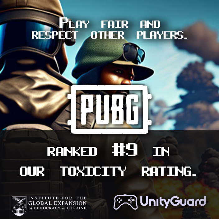 IGEDemocracy's tweet photo. PUBG - This game's voice chat has been criticized for being toxic, with players using offensive language and engaging in harassment. #gaming #AI #Valorant #OpenAI #ChatGPT #UnityGuard #ToxicityRank #PUBG #PUBGMOBILE https://t.co/B6LxSE7rGy