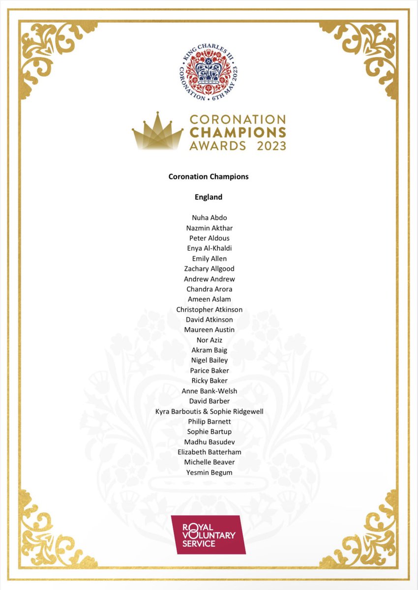 NazminAkthar's tweet photo. It is my honour to share that I am one of the recipients of the #CoronationChampionsAwards, launched by @RoyalVolService with Her Majesty The Queen Consort @RoyalFamily as part of the #Coronation celebrations ♥️ https://t.co/oS1NaNDTLQ