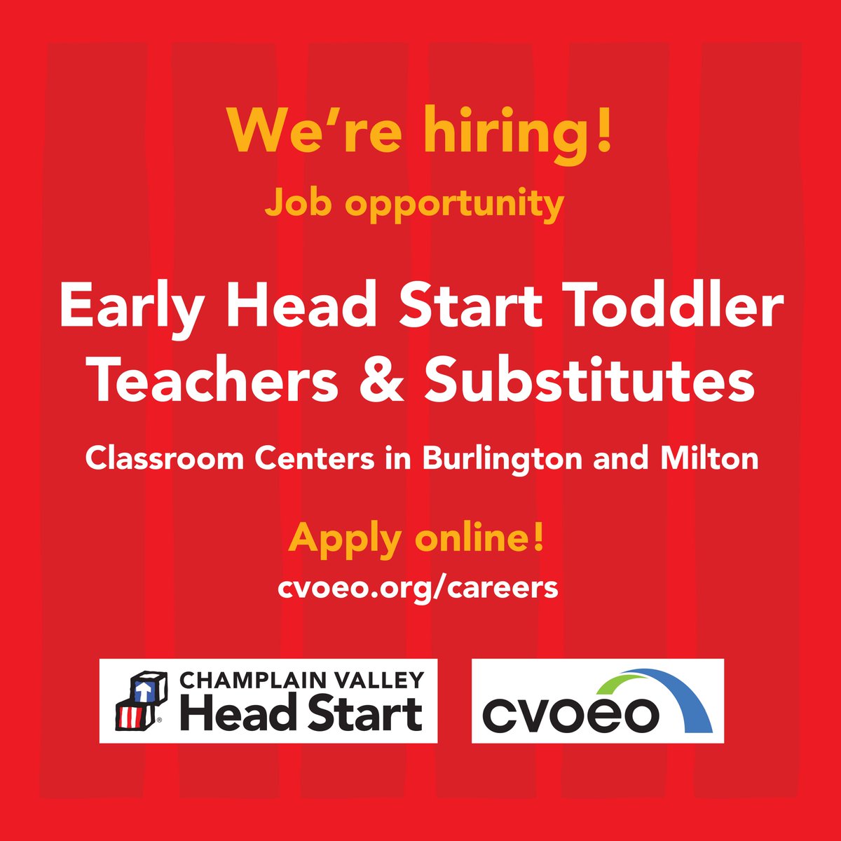 cvheadstart's tweet image. Join our team in the Classroom! 🧑‍🏫  

📝 CVHS is a program of CVOEO &amp;amp; offers great benefits, including generous paid time off, health benefits &amp;amp; more! Visit cvoeo.org/careers to read more.