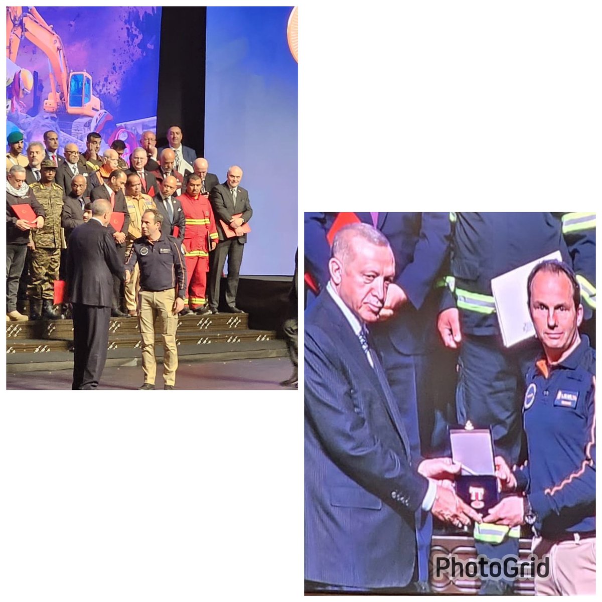 De Turkse president Erdogan bedankte tijdens een ceremonie de hulpverleners die in Turkije actief waren na de aardbeving. Namens <a href="/USARNL/">USAR.NL</a> nam <a href="/Job_Kramer/">Job Kramer</a> de onderscheiding van uitzonderlijke humanitaire dienst in ontvangst. Een eervolle dankbetuiging voor een betekenisvolle inzet.