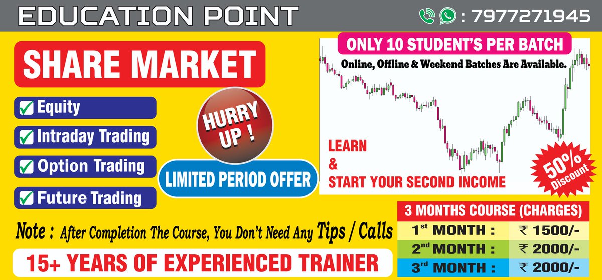 IntradayCallss's tweet photo. *ONLINE BATCHES STARTS FROM 5th MAY*

Time : 9.30pm - 10.30pm
One Hour class thrice in a week.

*ONLY 10 STUDENTS PER BATCH*

#StockMarket #sharemarket https://t.co/scCX4e5FM6