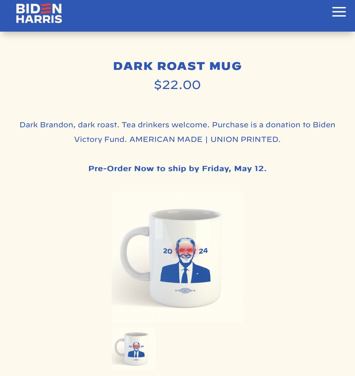 Dark Roast Color-changing Mug - Biden Victory Fund Webstore