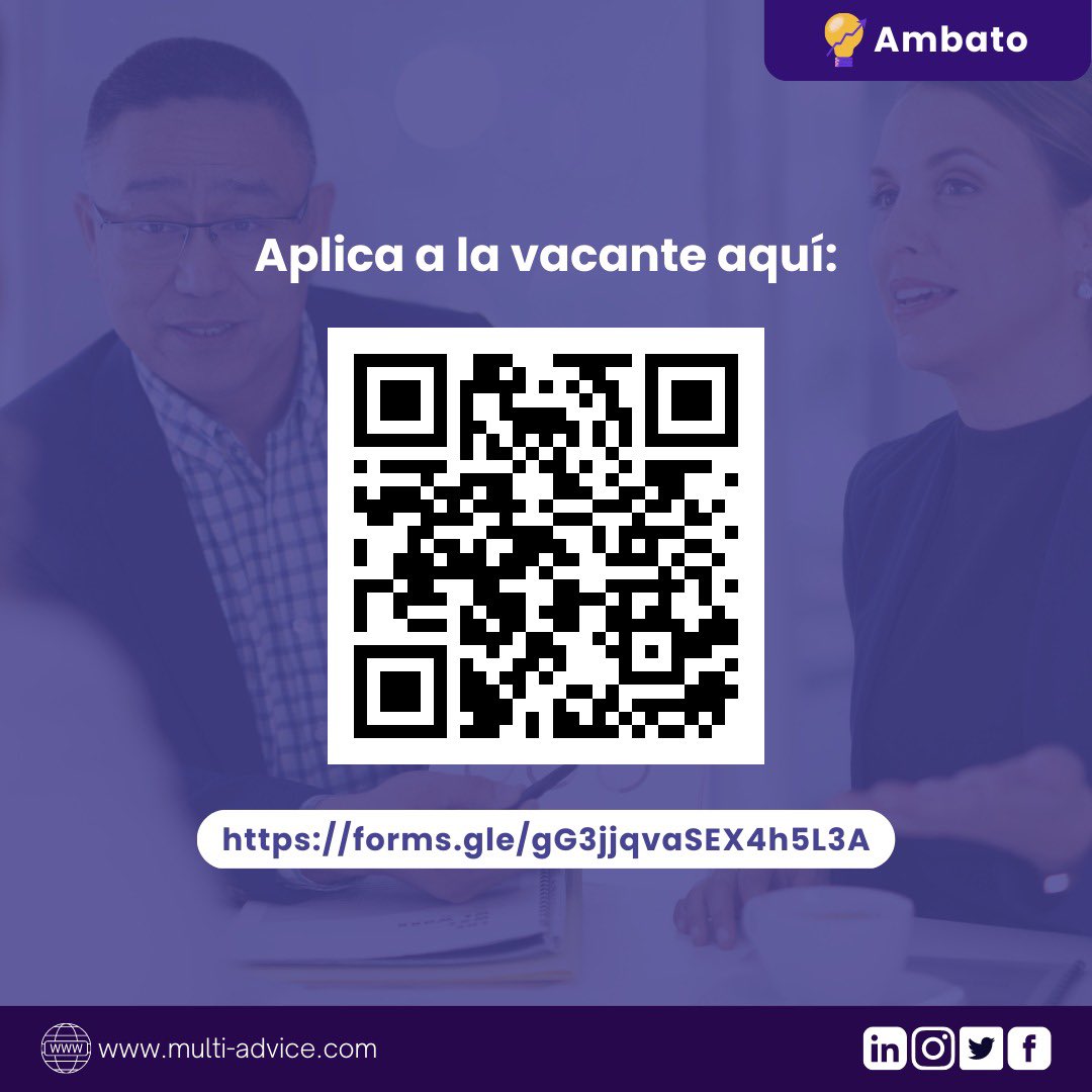 multiadvice_ec's tweet photo. #OfertaDeTrabajo

📢 Si cuentas con experiencia en la gestión de equipos, liderazgo y habilidades comunicativas, ¡queremos conocerte! 👀 

📌Si cumples con el perfil, ¡Postula!
📎 Llena nuestro formulario: https://t.co/tDgPx6SjxY

#MultiAdvice #Selección #OfertaLaboral #Vacantes https://t.co/Owj45EH0cC