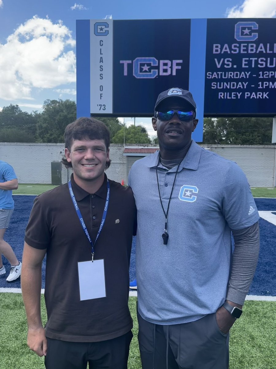 Had a great visit this weekend and loved the spring game, thanks for taking you time to talk to us <a href="/TheCitadelFB/">The Citadel Football Recruiting</a>. <a href="/CoachJackson16/">Raleigh T. Jackson</a> <a href="/Drivenfromabove/">Coach Hicks</a> <a href="/DOORANTFOOTBALL/">Durant Football</a> <a href="/ClayboCoach/">Claybo Varnum</a> <a href="/Buggsnow/">Vincent Buggs ret Gen/FB Coach/CEO</a> <a href="/larryblustein/">Blustein Recruiting</a> <a href="/PrepRedzoneFL/">Prep Redzone Florida</a> <a href="/Dwight_XOS/">Dwight Thomas - Catapult Sports</a> <a href="/CSAPrepStar/">PREPSTAR</a>