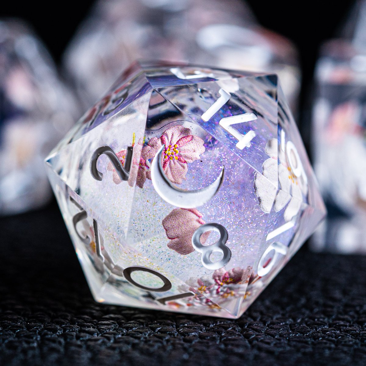 urwizards's tweet photo. The liquid core dice set with Sakura stickers &amp; glitter swirls🌸📷 

#dnd #dice #ttrpg #TTRPGs #dungeonsanddragons #dnd5e https://t.co/zNiacjQdfe