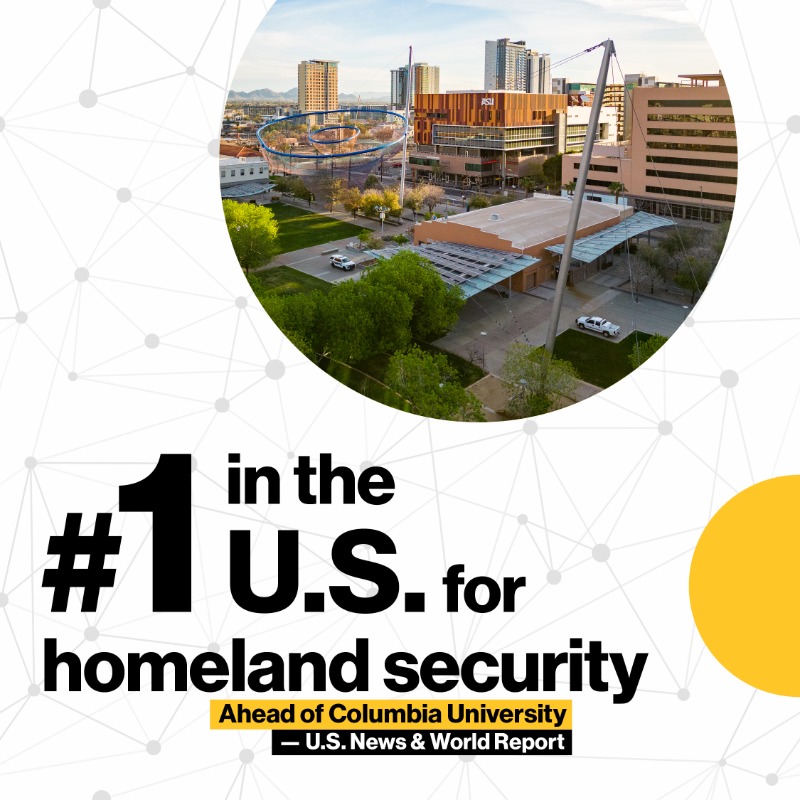 ASU's tweet photo. BREAKING: ASU has 14 graduate degree programs that ranked in the top 10 nationwide — including one that is ranked No. 1 for the second year in a row, according to rankings just released by @usnews! 🙌😈

Read the full @asunews story:
