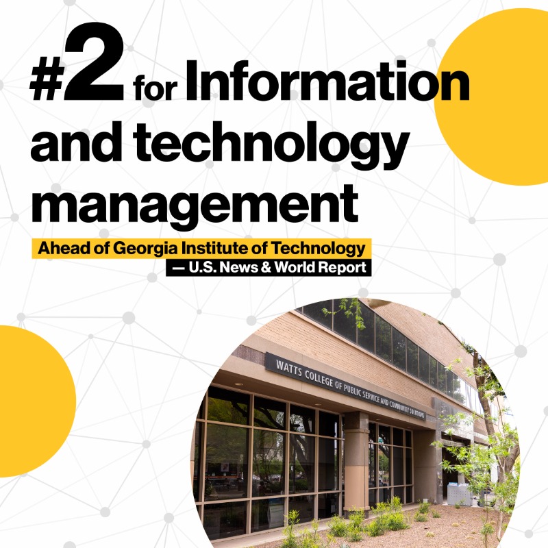 ASU's tweet photo. BREAKING: ASU has 14 graduate degree programs that ranked in the top 10 nationwide — including one that is ranked No. 1 for the second year in a row, according to rankings just released by @usnews! 🙌😈

Read the full @asunews story: