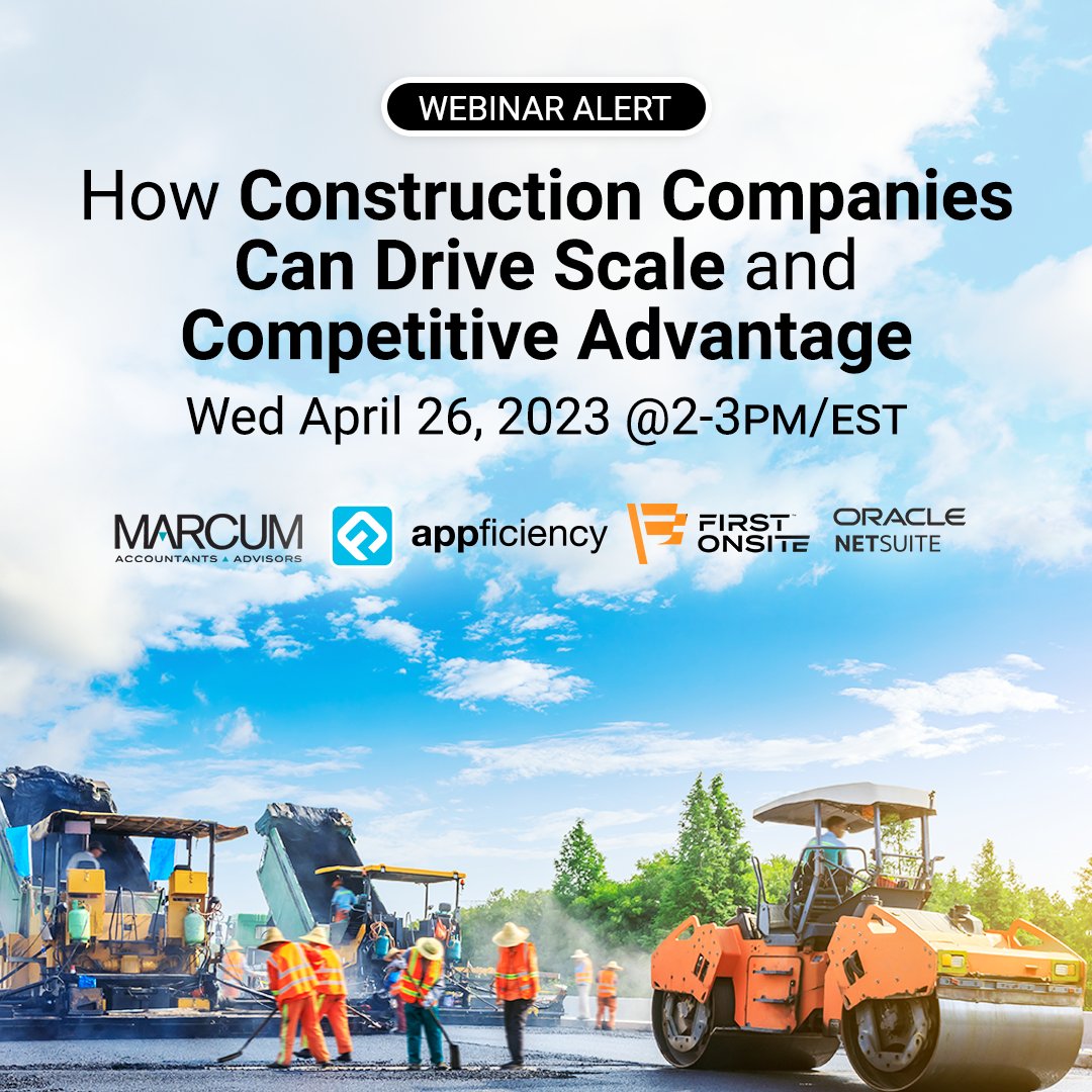 #Webinar Alert! Last day to register!!!

appficiency.com/events/increas…

Date: Wednesday, April 26, 2023
Time: 2-3pm EST
Unpacking Construction Industry Trends and Technology Usage

#Appficieny #Netsuite #FirstOnsite